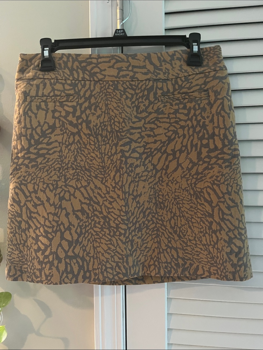LOFT Brown and Gray Animal-Print Mini Skirt